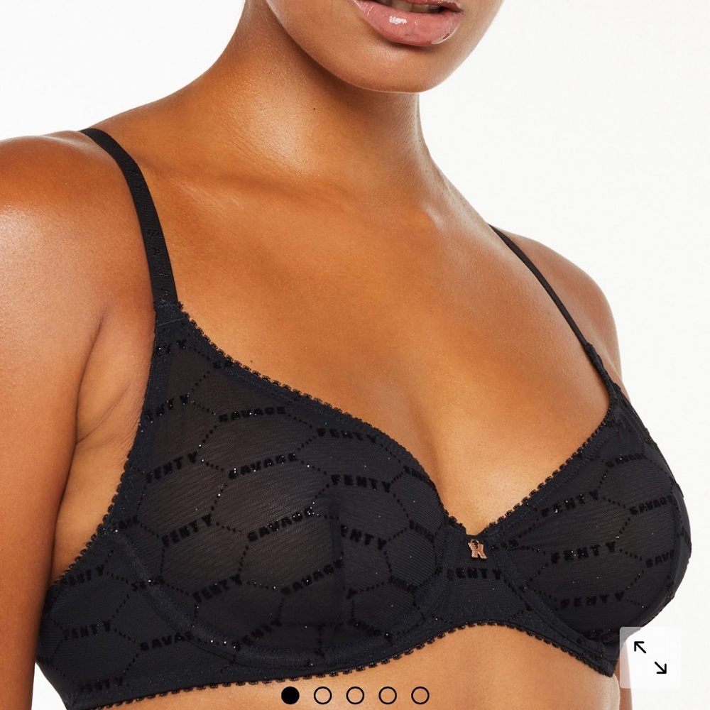 SAVAGE X FENTY Shimmer Flocked Logo Mesh Unlined Bra